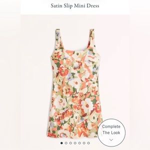 NEW Abercrombie & Fitch Green Floral Satin Slip Mini Dress XL